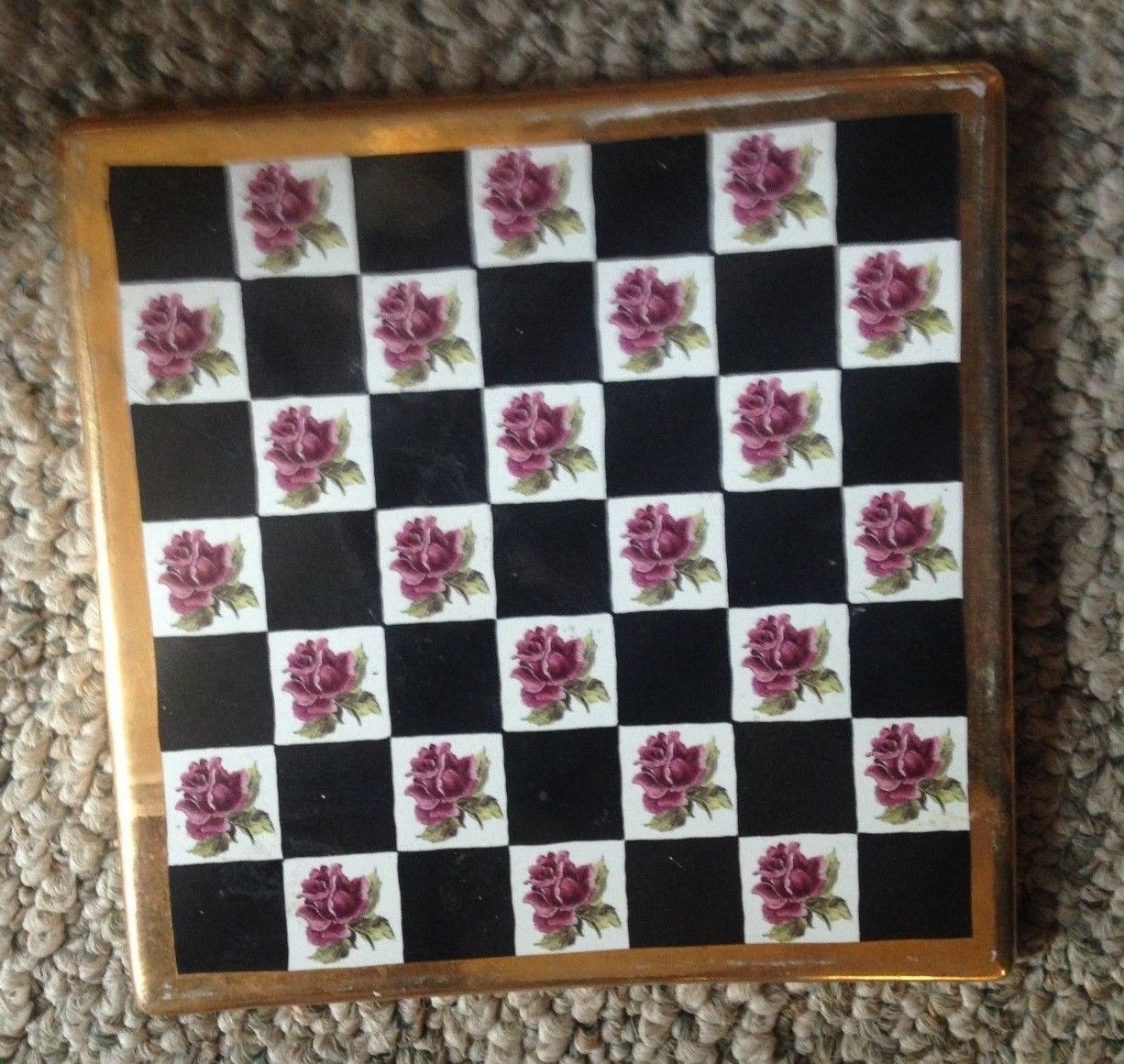 Mackenzie Childs Gold Black Pink Rose And 50 Similar Items 57