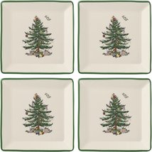 Spode Christmas Tree Collection Tidbit Square Plates Set of 4 Measured a... - $60.00