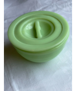 Vintage Jeanette Ribbed jadeite Drippings Bowl Grease Jar Container w/li... - $90.00