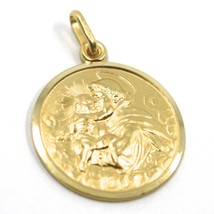 18K YELLOW GOLD ST SAINT ANTHONY PADUA SANT ANTONIO MEDAL MADE IN ITALY, 21 MM image 2