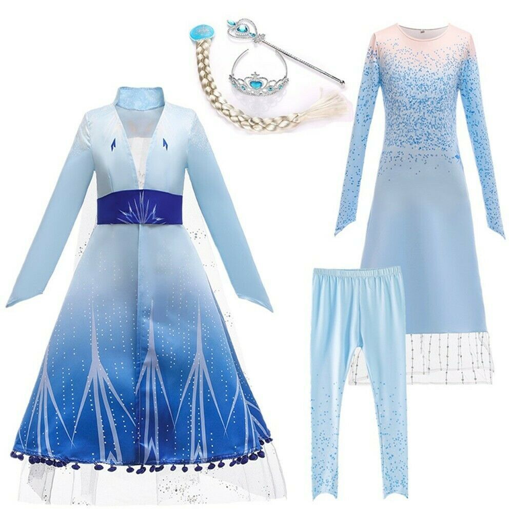 2020 NEW Elsa Costume Halloween Party Dress & Cosplay Set for girls 2-11 Years
