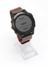 Garmin Fenix 6 Sapphire Multisport GPS Watch Carbon Gray / Heathered Red Nylon image 2
