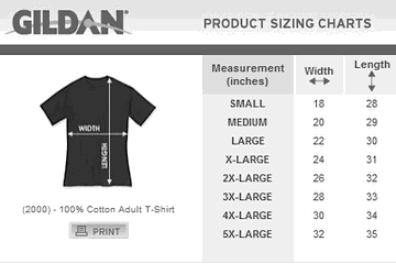 5t shirt dimensions