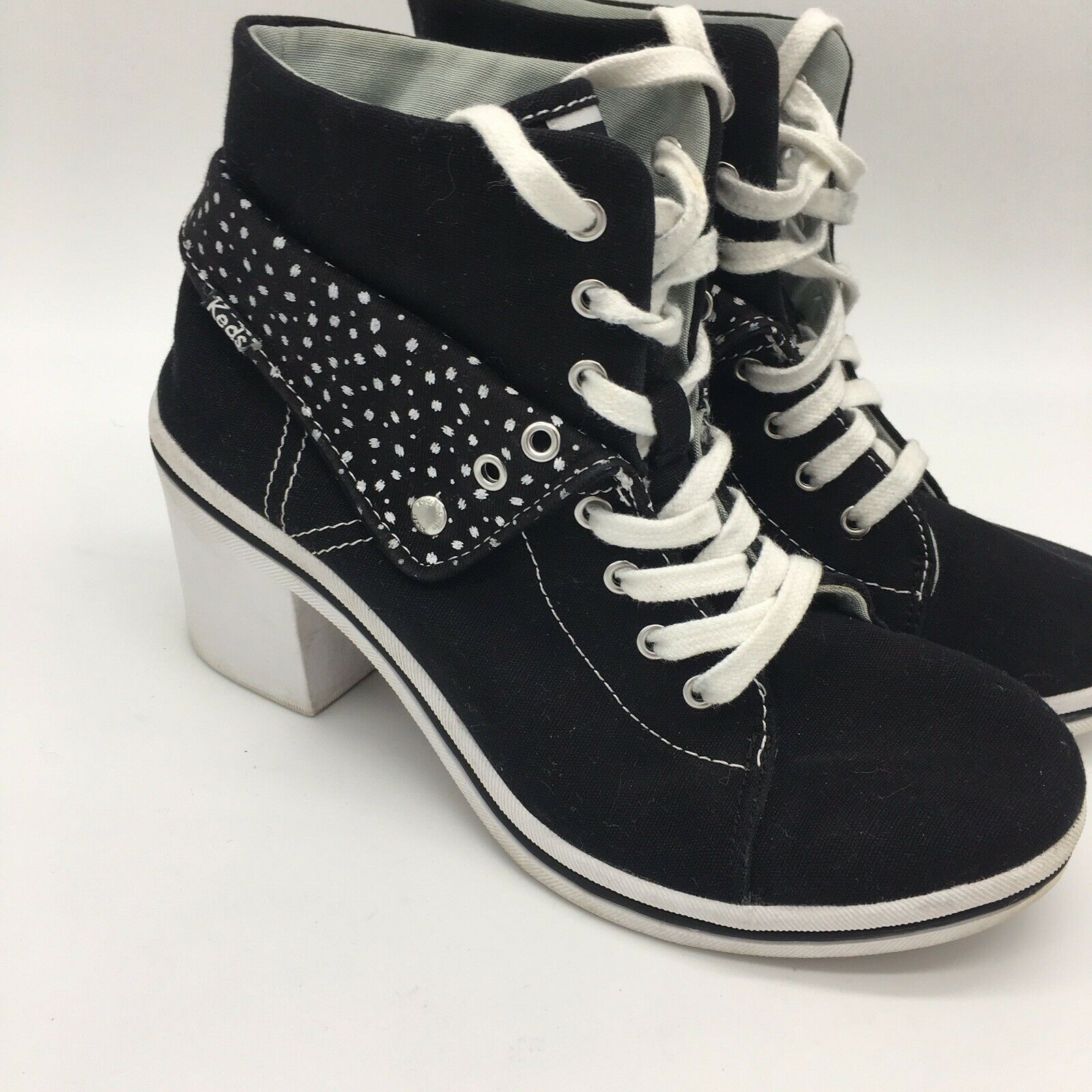 Keds High Heel Fiesta Black White Size 