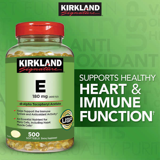NEW Kirkland Signature Vitamin E 180 mg., 500 Softgels FREE FAST SHIPPING