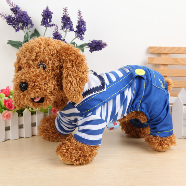 Pets Dogs Naval Uniform Navy Sailor Suit Stripe Pattern Overalls