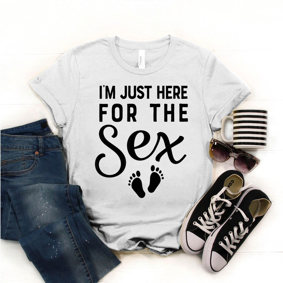 I M Just Here For The Sex Gender Reveal Mom Dad T Shirt Birthday Funny