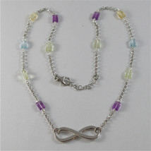 925 SILVER NECKLACE WITH SYMBOL OF INFINITY AND MULTIFACETED STONE  image 1