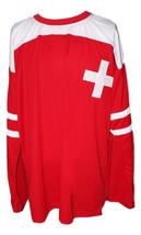 Any Name Number Team Switzerland Retro Hockey Jersey Red Any Size image 1