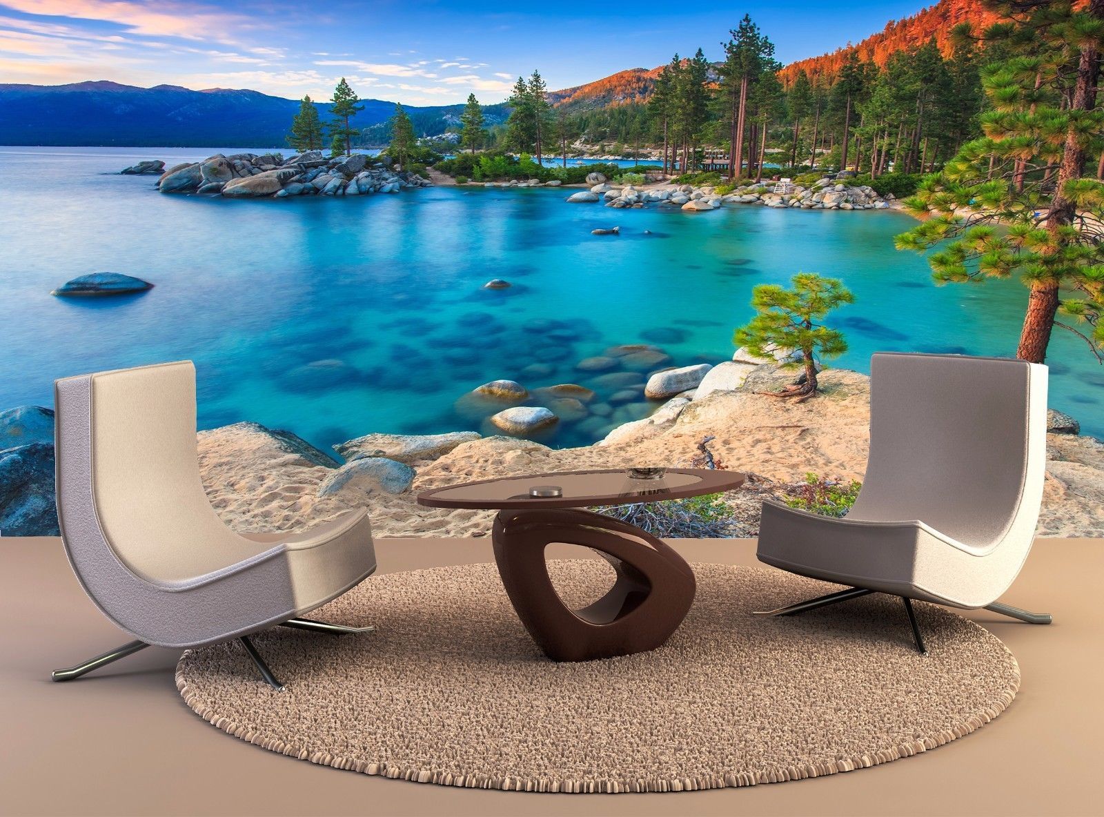 Lake Tahoe Sunset 3D Decals Wall Decor Removable Mural Home Decal Art