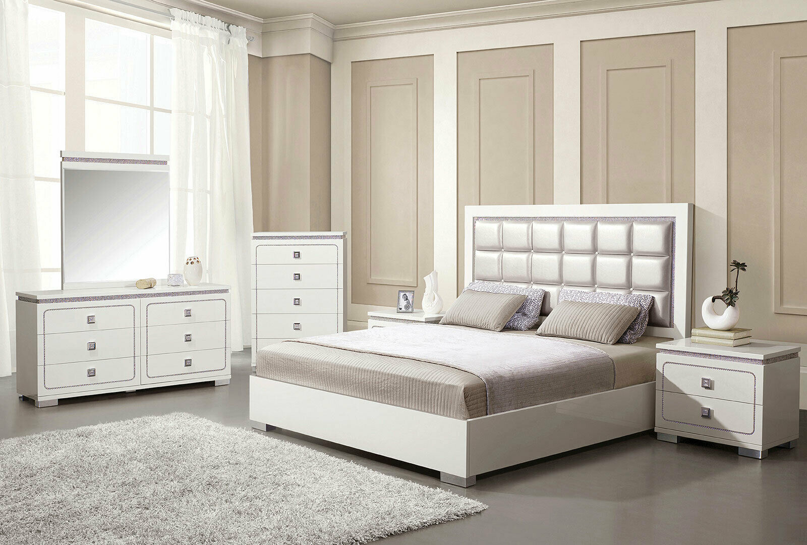 white faux leather bedroom furniture