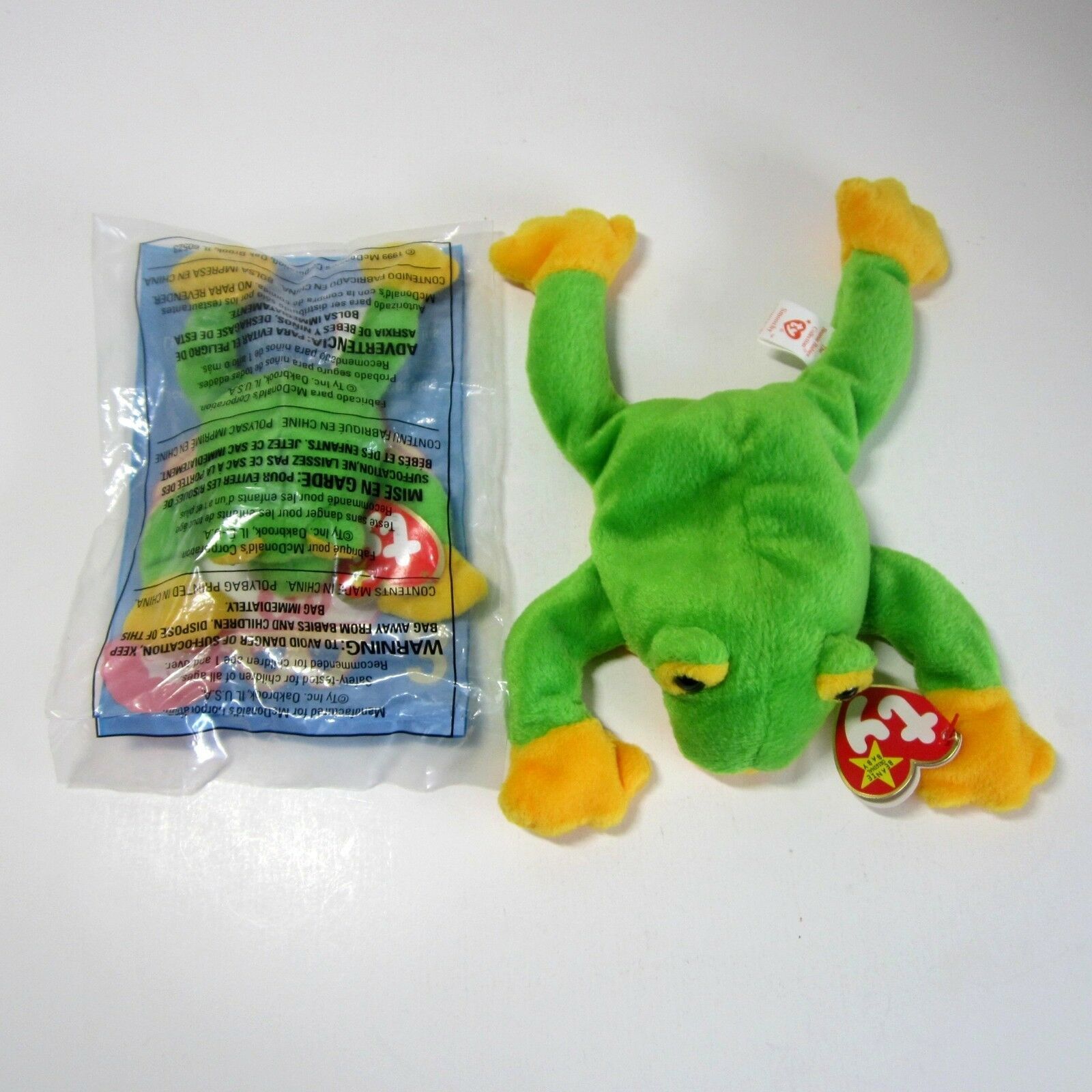 1997 TY Smoochy the Frog Beanie Baby & Matching 1999 McDonald's Mini