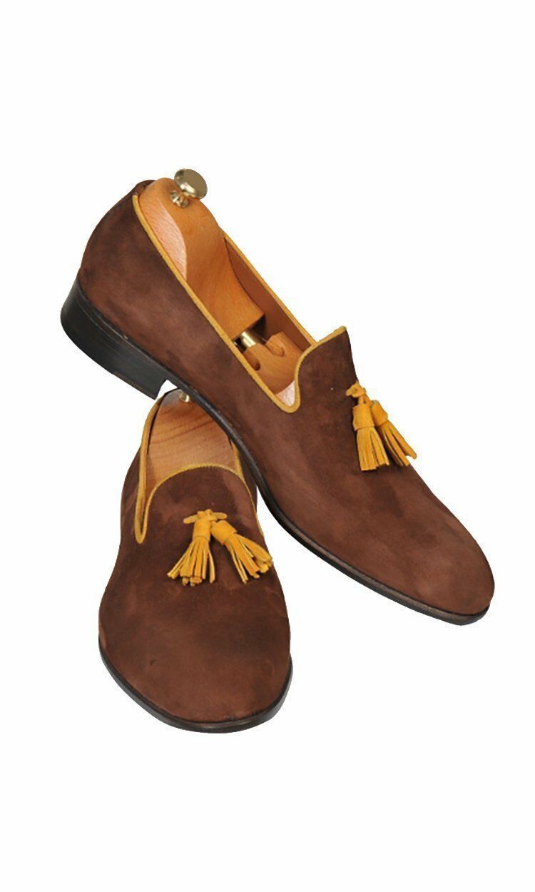 New Men's Handmade Brown Suede Tassel Loafers for men custom dress shoe for men