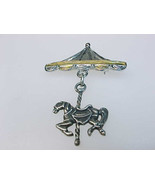 CAROUSEL Horse Vintage BROOCH Pin in STERLING Silver - 1 3/4 inches long - $38.00