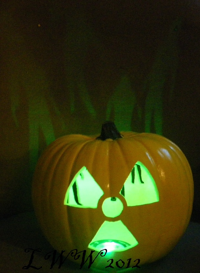Yellow Radioactive Sign Zombie Color changing jackolantern Halloween