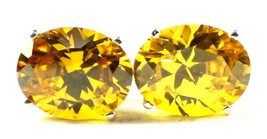 SE102, 10x8mm Golden Yellow CZ, 925 Sterling Silver Post Earrings - $56.82