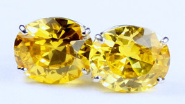 SE202, 12x10mm Golden Yellow CZ, 925 Sterling Silver Post Earrings - $38.76