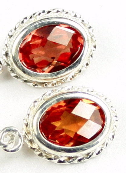 SE006, Created Padparadsha Sapphire, 925 Sterling Silver Leverback Rope Earrings
