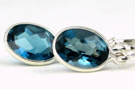 SE001, 8x6mm London Blue Topaz, 925 Sterling Silver Leverback Earrings - $77.83