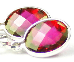 SE001, 8x6mm Crimson Fire Topaz 925 Sterling Silver Leverback Earrings - $66.48