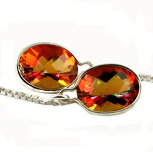 SE005, 8x6mm Twilight Fire Topaz, 925 Sterling Silver Threader Earrings - $79.55