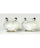 SE002C, 8x6mm Mother of Pearl, 925 Sterling Silver Post Earrings - $31.56