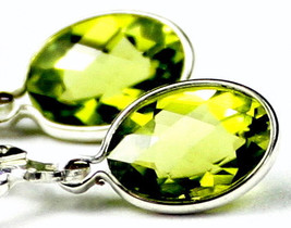 SE001, 8x6mm Peridot, 925 Sterling Silver Leverback Earrings - $71.38