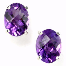 SE002, 8x6mm Amethyst, 925 Sterling Silver Post Earrings - $65.96