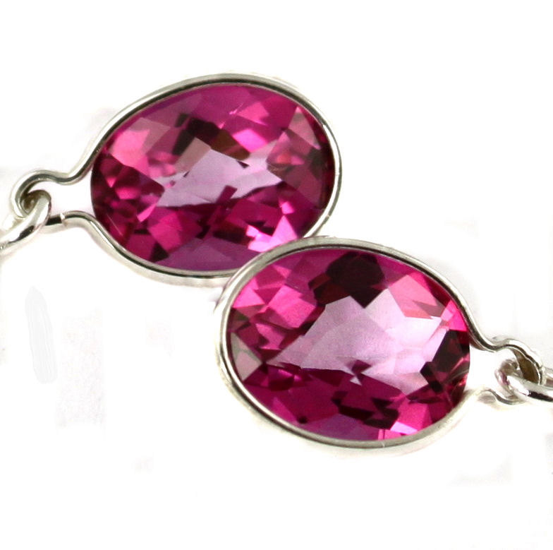 SE005, 8x6mm Pure Pink Topaz, 925 Sterling Silver Threader Earrings