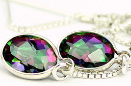 SE005, 8x6mm Mystic Fire Topaz, 925 Sterling Silver Threader Earrings - $79.55