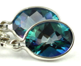 SE001, 8x6mm Neptune Garden Topaz, 925 Sterling Silver Leverback Earrings - $77.83