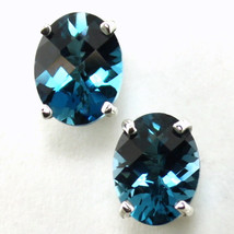 SE002, 8x6mm London Blue Topaz, 925 Sterling Silver Post Earrings - $65.96