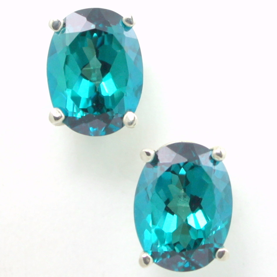 Primary image for SE002, 8x6mm Paraiba Topaz, 925 Sterling Silver Post Earrings