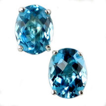 SE002, 8x6mm Swiss Blue Topaz, 925 Sterling Silver Post Earrings - $65.96