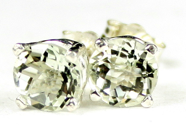 SE012, Green Amethyst (Prasiolite), 925 Sterling Silver Post Earrings