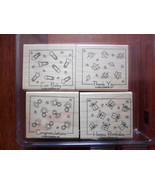 Stampin&#39; Up 2004 Fabulous Four 4 Mounted Wooden Stamps NEW!!! - $21.51