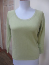 EUC - ANN TAYLOR Light Heather Green 100% Cashmere Round Neck Sweater - Size S - $23.36