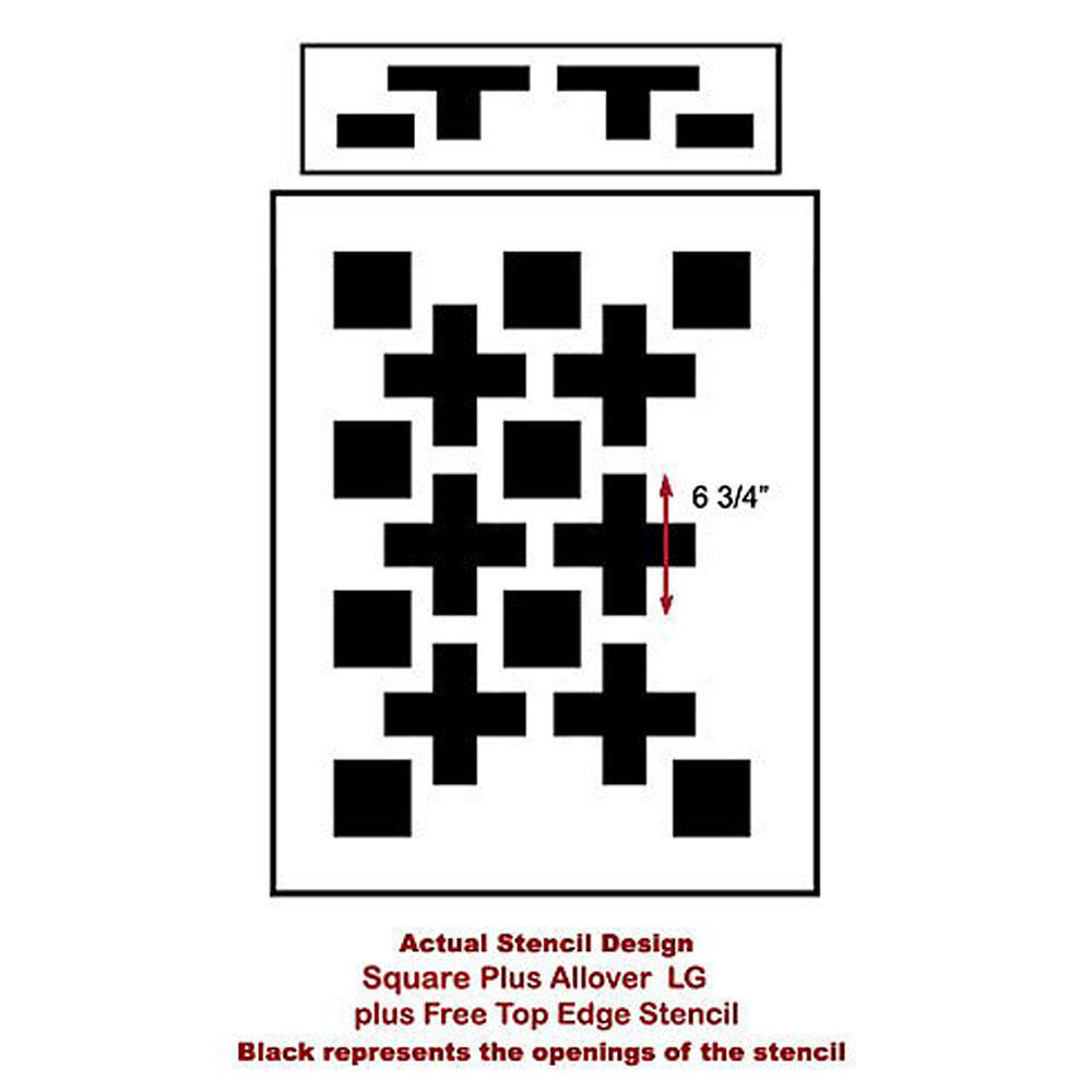 Square Plus Allover Large Scale Sturdy and Reusable Wall Stencils
