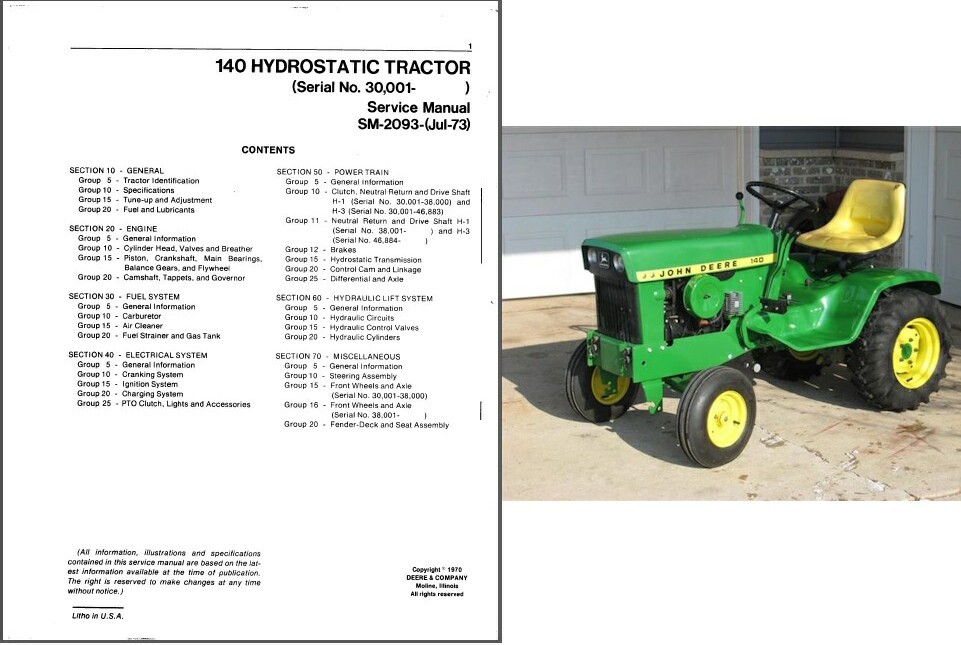 John Deere 140 Hydrostatic Lawn & Garden Tractor Service ...