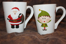 New Christmas Santa & Elf Coffee Mugs - Set of 2 - $4.99