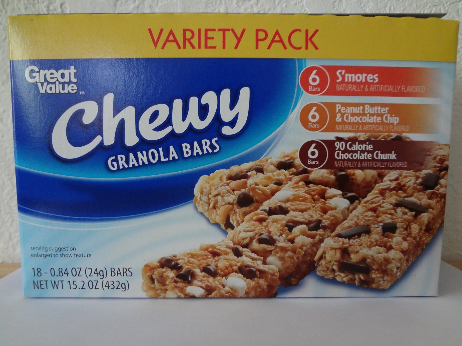 Great Value Chewy Granola Bars Variety Pack,18 ct 0.84 oz (24 g