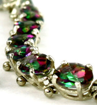 SB002, 8x6mm Mystic Fire Topaz, 925 Sterling Silver Bracelet - $583.28