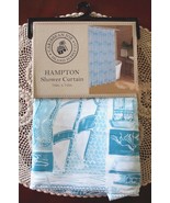 Caribbean Joe HAMPTON Aqua Blue Nautical Seashells Fabric Shower Curtain... - $21.00