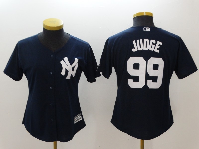 Women's New York Yankees Jersey #99 Aaron Judge Jersey Navy Baseball ...