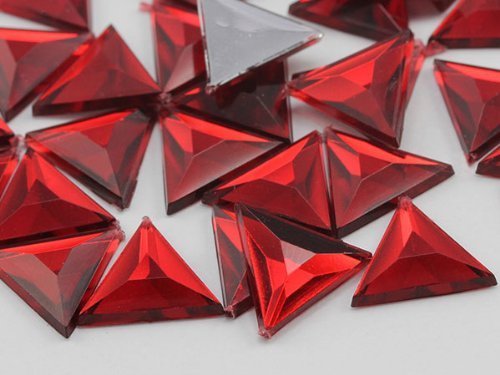 13mm Ruby .TM Flat Back Triangle Acrylic Jewels High Quality Pro Grade - 60 P...