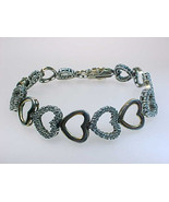 HEARTS TENNIS BRACELET Vintage STERLING Silver and Cubic Zirconia - 7 1/... - $60.00