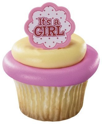 Primary image for It's a Girl Pink Baby Shower Cupcake Rings - (24-Pack)