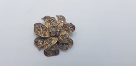 Vintage Signed Liz Claiborne BOHO Flower Petal Rhinestone Pin / Brooch EUC - $17.38