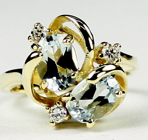 R016, Aquamarine, 10Ky Gold Ring