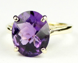 R055, 12x10mm Brazilian Amethyst, 10Ky Gold Ring - $387.90
